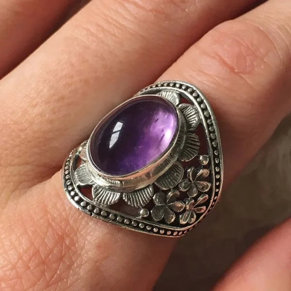Lilac gemstone flower ring