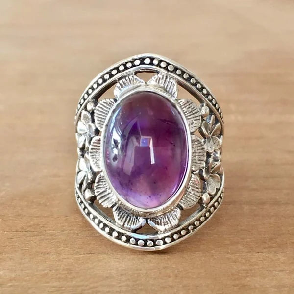 Lilac gemstone flower ring
