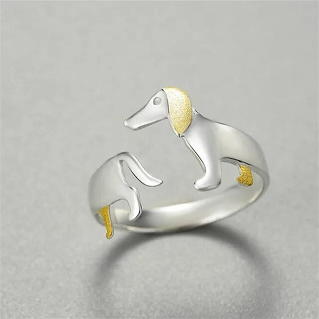 925 Sterling Silver Dachshund Ring