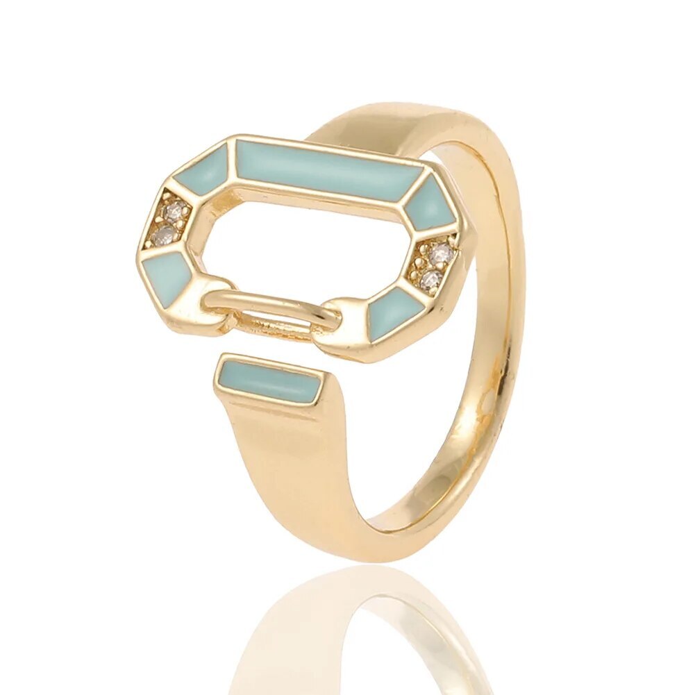 18 Carat Gold Plated Round Colored Rings