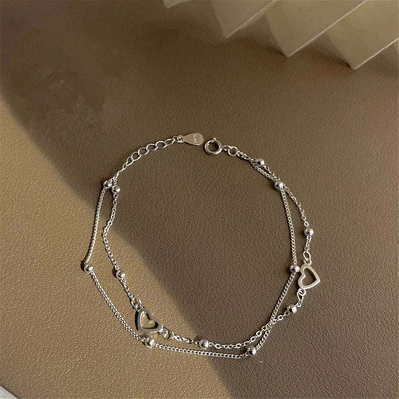 Adjustable Heart Bracelet made of Silver