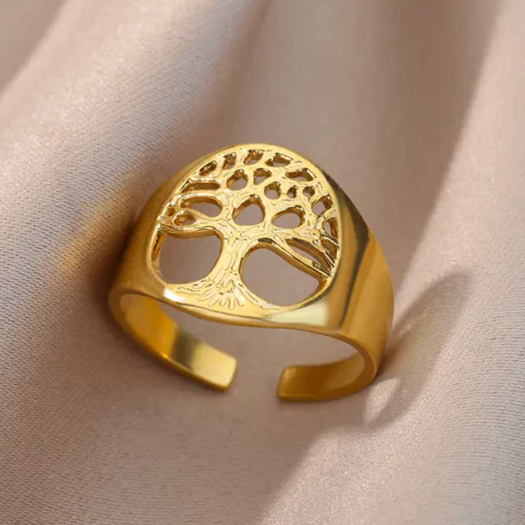 18 Karat gold-plated Tree of Life ring