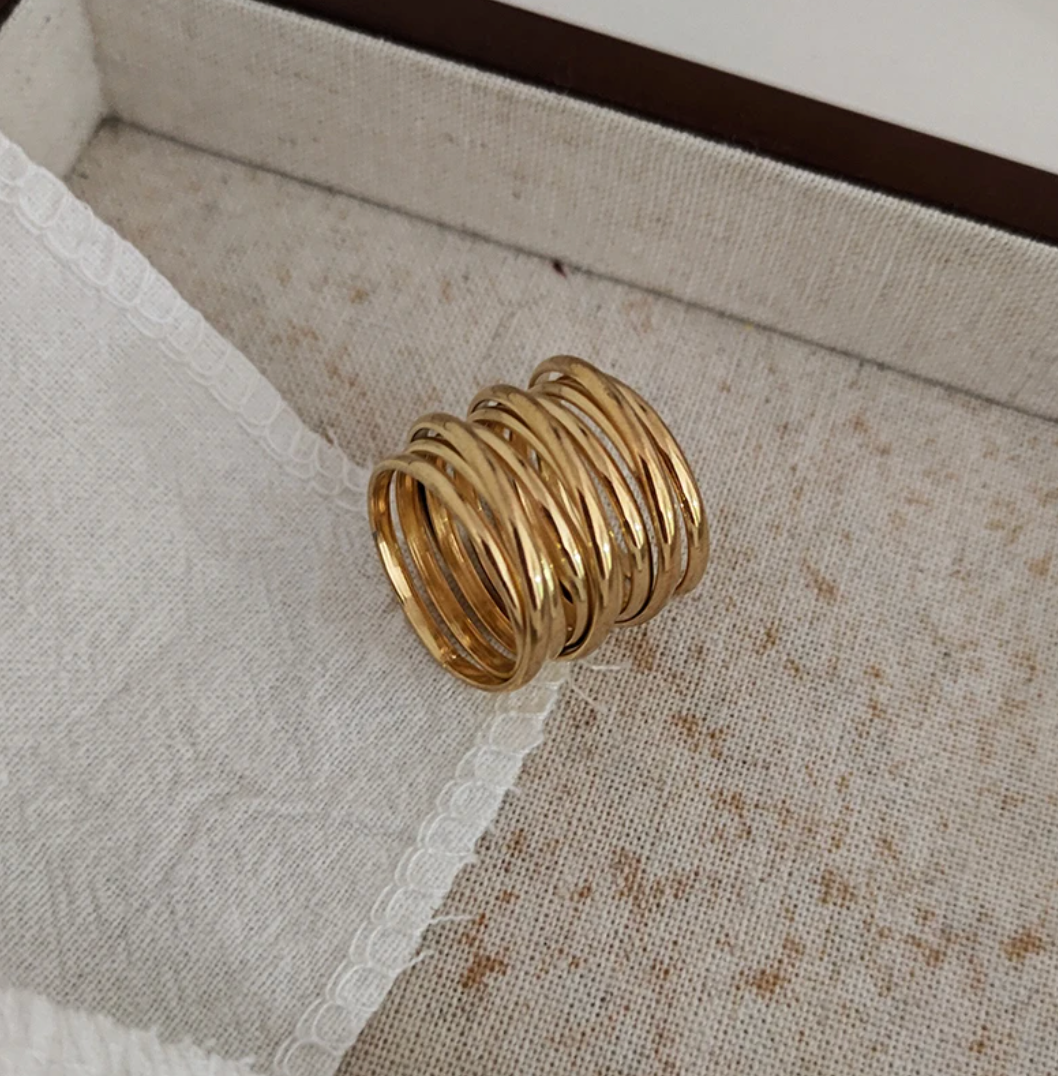 18 Karat gold-plated ring with Roman band