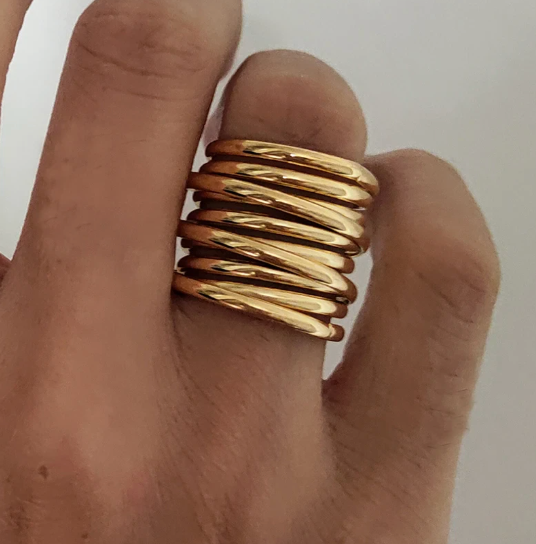 18 Karat gold-plated ring with Roman band