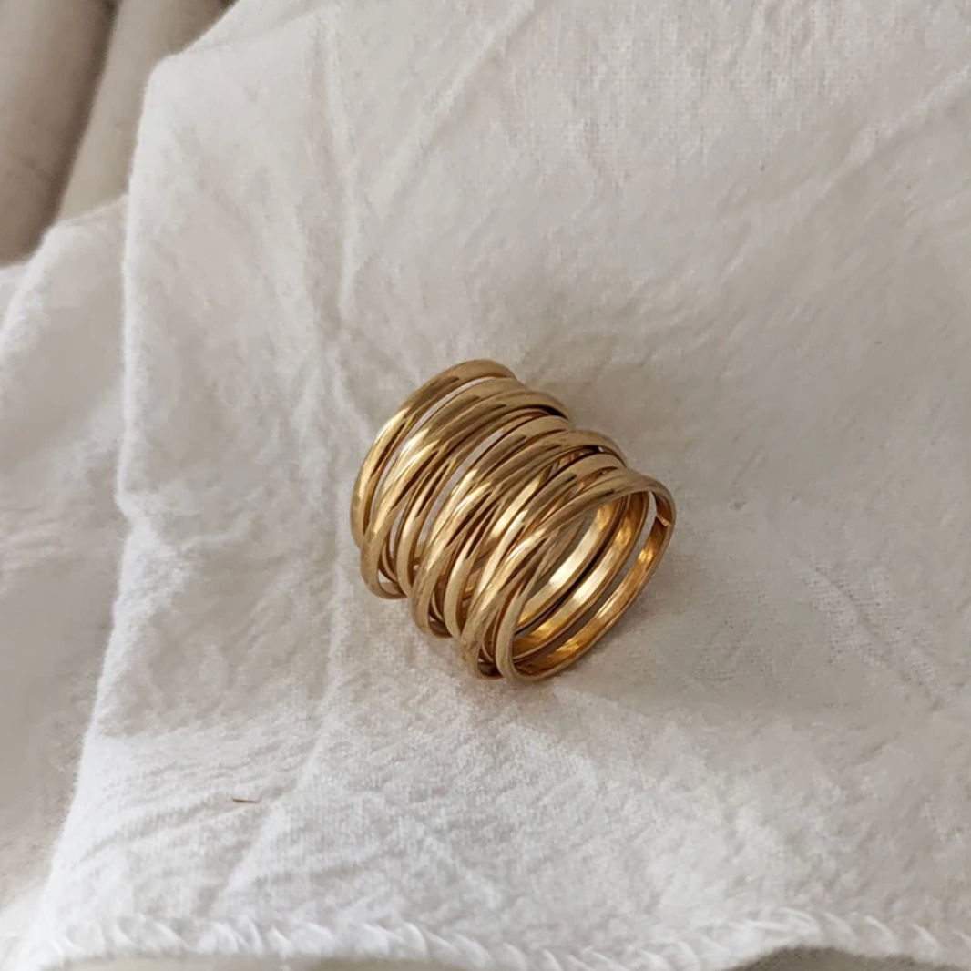 18 Karat gold-plated ring with Roman band