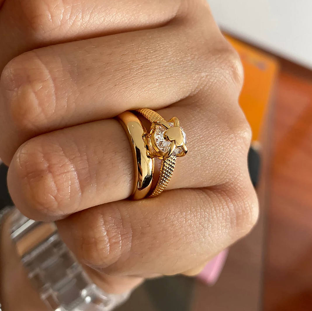 18 Karat Gold-Plated Pure Heart Ring