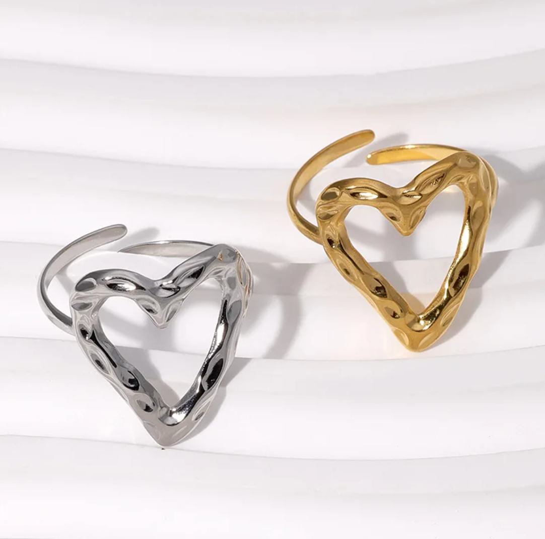 18K gold-plated Bohemian heart ring