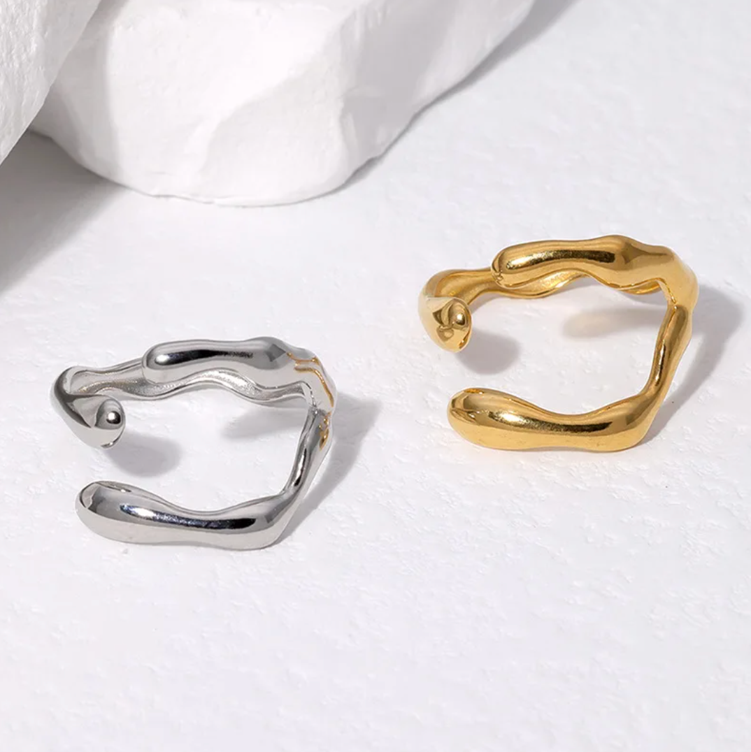 Irregular Ring in Bohemian Style with 18K Gold Plating