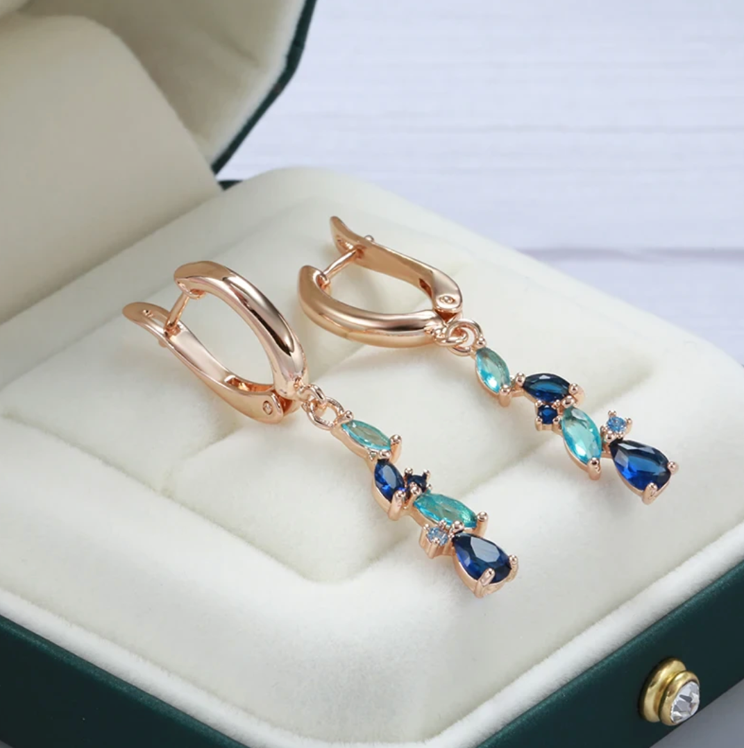Set of sea tears with 18-carat rose gold plating