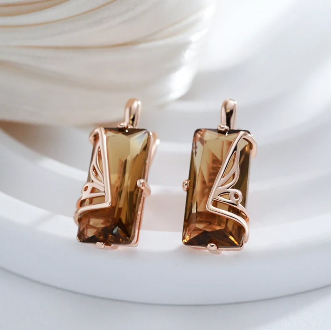 Earrings set with 18kt rose gold plating