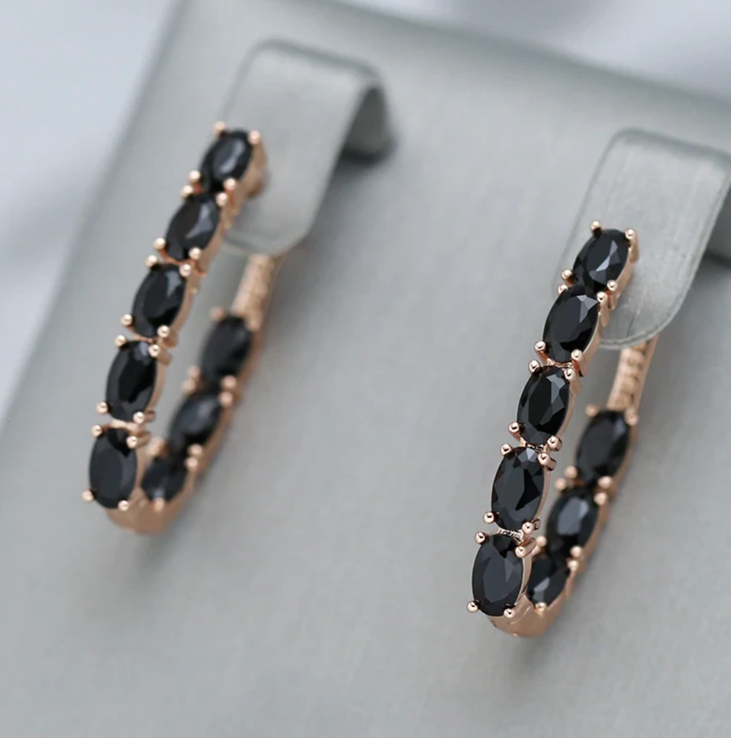 Evening Black Zirconia, 18 Kt. Rose Gold Plated