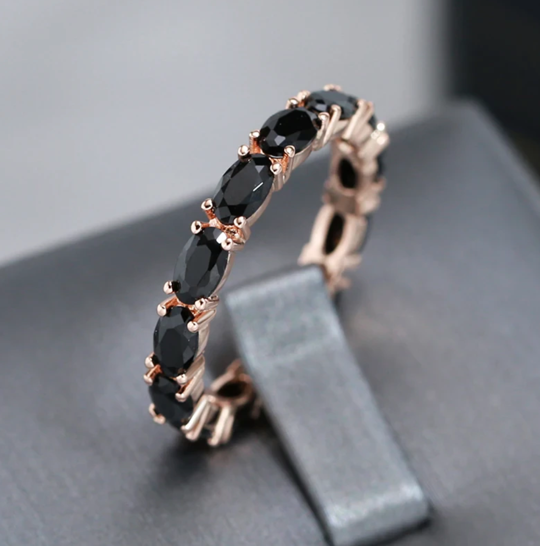 Evening Black Zirconia, 18 Kt. Rose Gold Plated