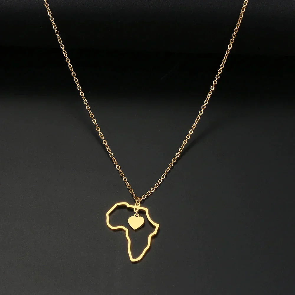 Necklace with Heart of the Continent in Gold