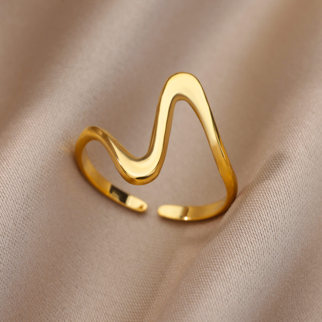 18K Gold Plated Thin Ring with Modernist Abstract Shape