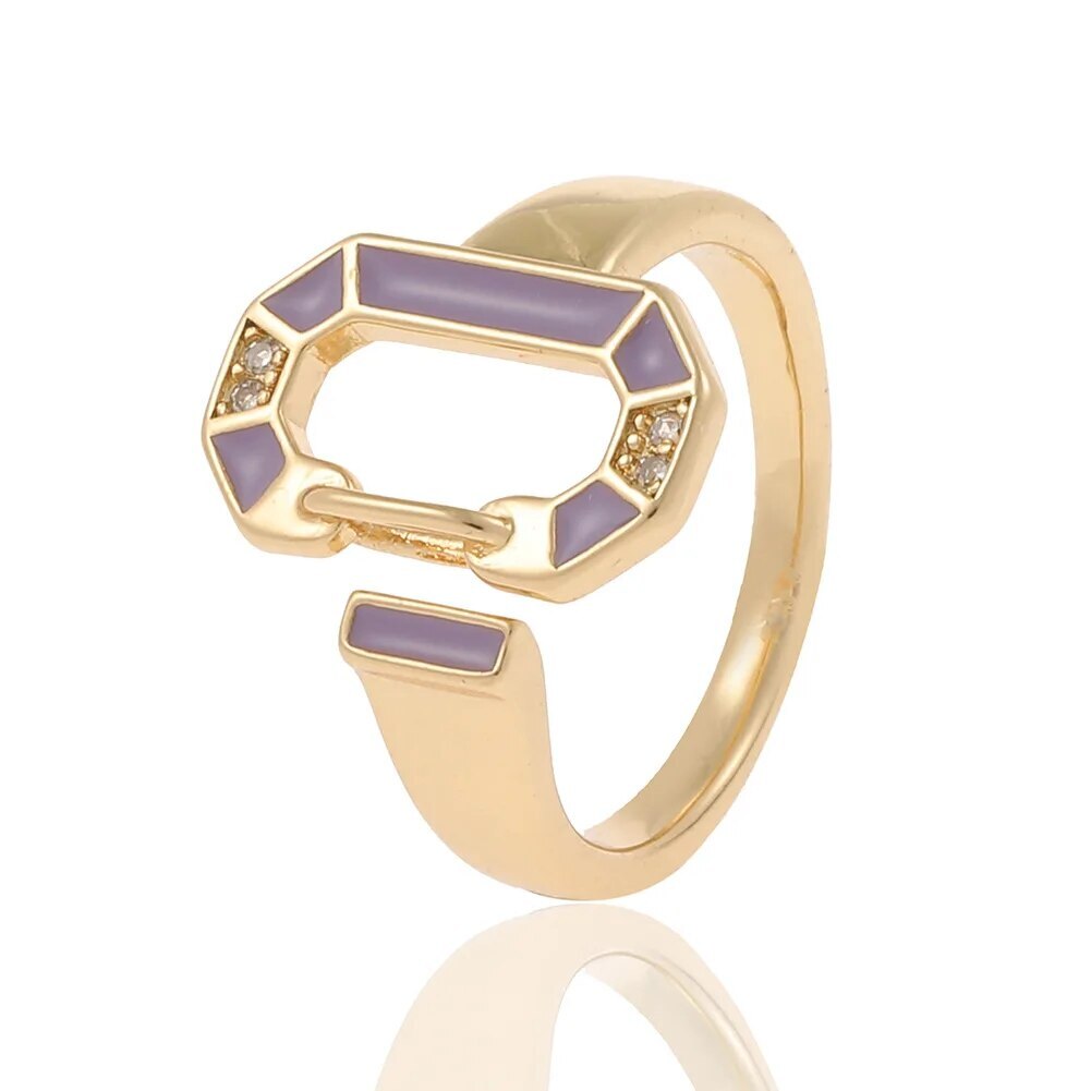 18 Carat Gold Plated Round Colored Rings