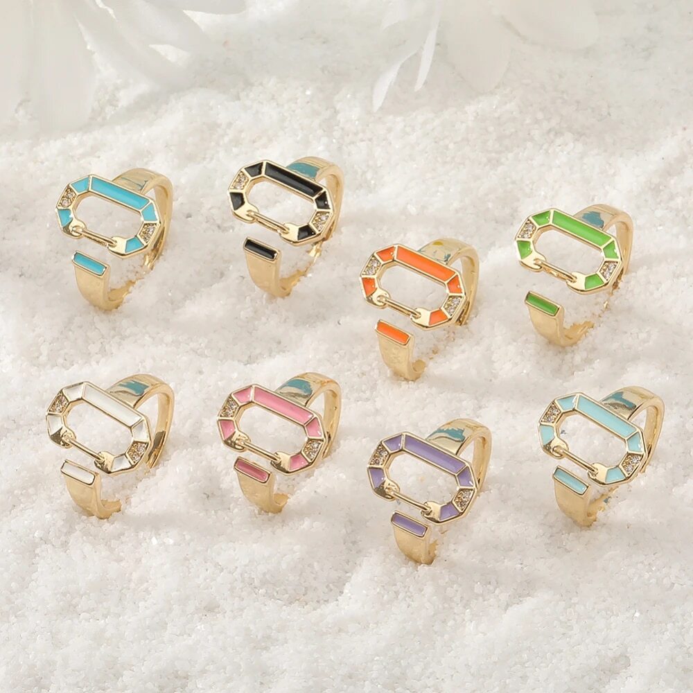 18 Carat Gold Plated Round Colored Rings
