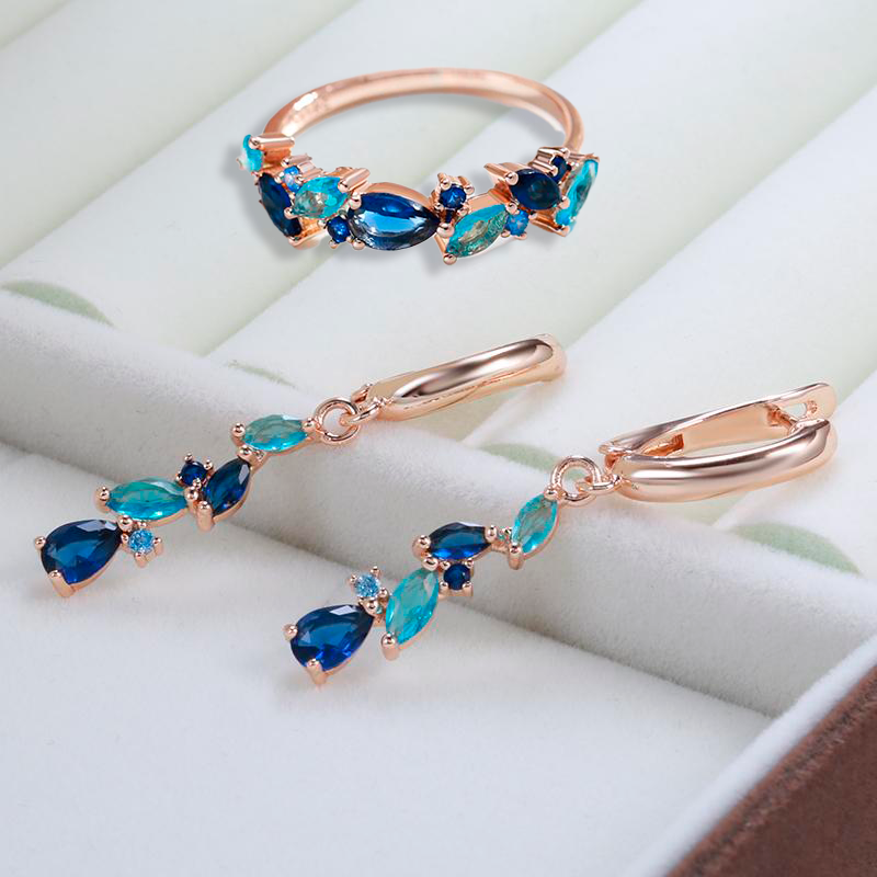 Set of sea tears with 18-carat rose gold plating