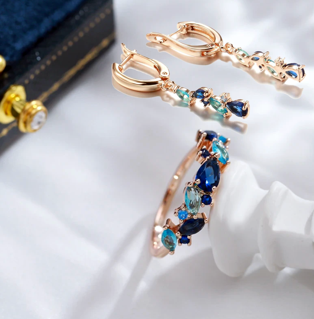 Set of sea tears with 18-carat rose gold plating