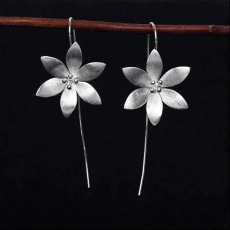 Silver-Plated Boho Flower Earrings