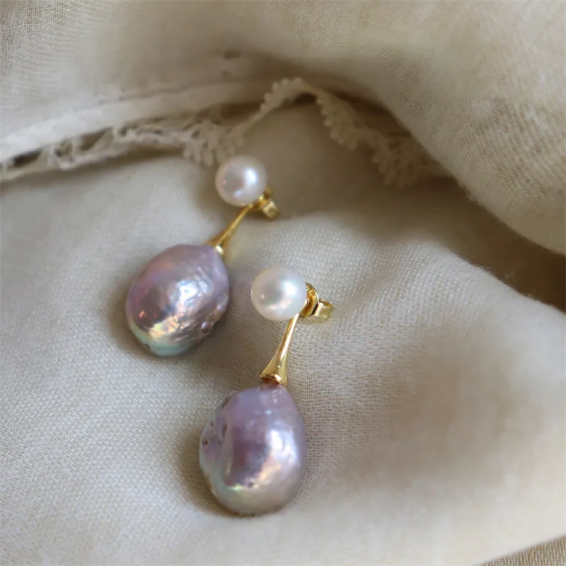 Elegant lilac pearl earrings