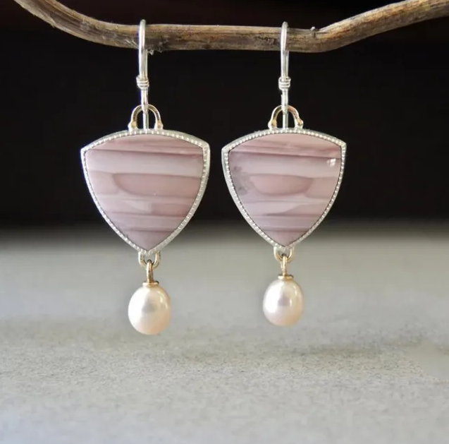 Vintage Pink Stone Beaded Earrings