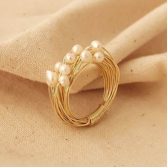 Ring with Pearls and Gold Threads