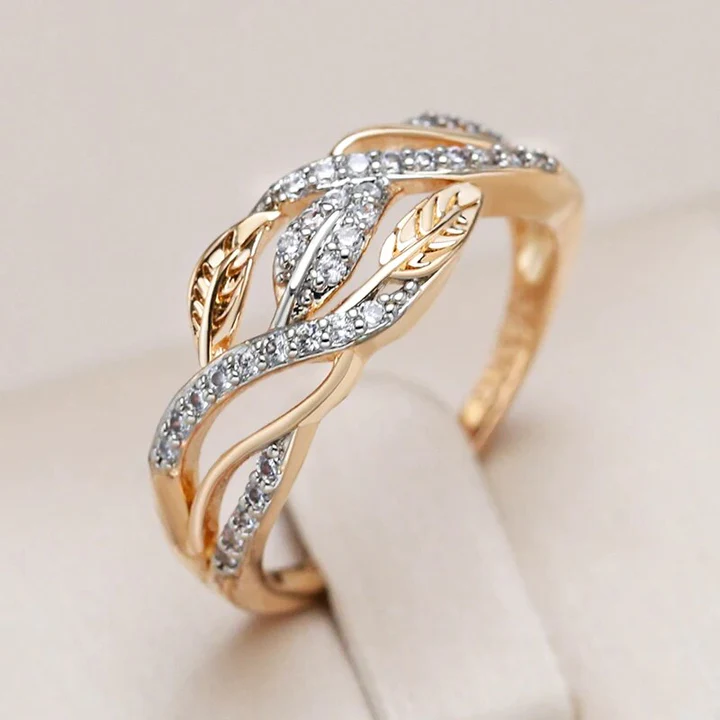Elegant ring with glowing leaves