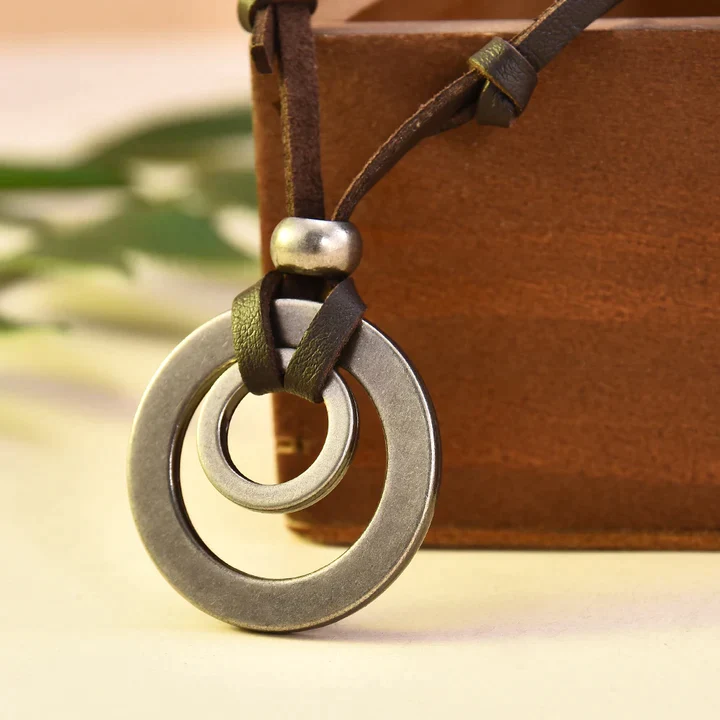Silver-Plated Leather Vintage-Style Necklace