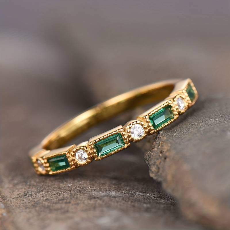 Vintage Green Plated Zirconia Gold Ring