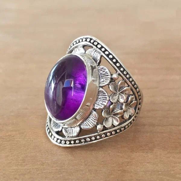 Lilac gemstone flower ring