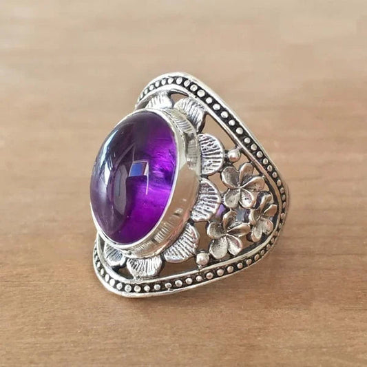 Lilac gemstone flower ring
