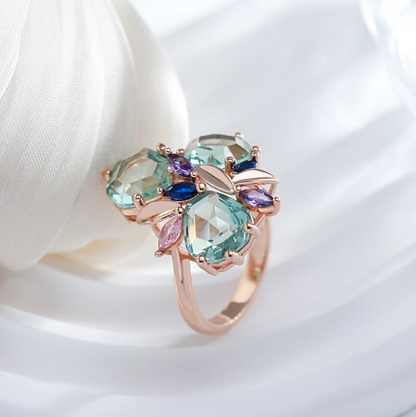 Aquamarine Flower Set with 18 Karat Rose Gold Plating