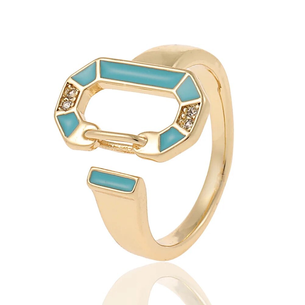 18 Carat Gold Plated Round Colored Rings