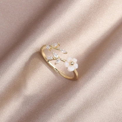 Adjustable Ring Wildflower with Gold