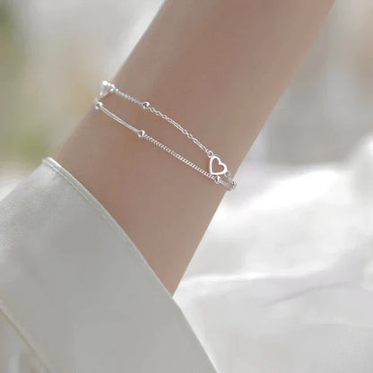 Adjustable Heart Bracelet made of Silver