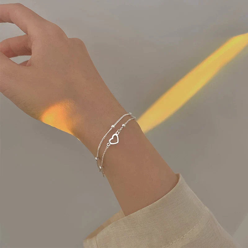 Adjustable Heart Bracelet made of Silver