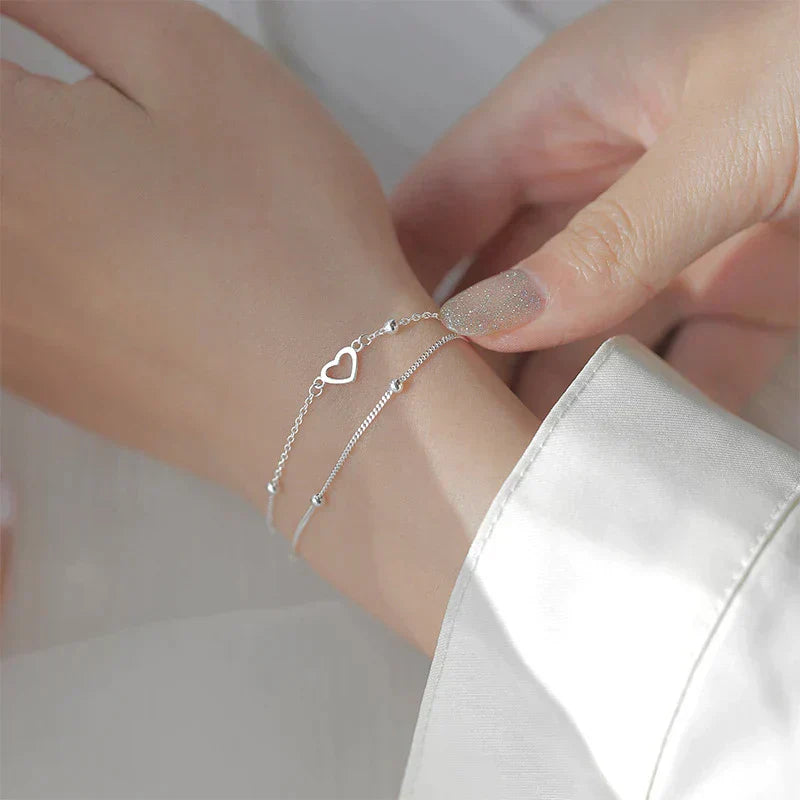 Adjustable Heart Bracelet made of Silver