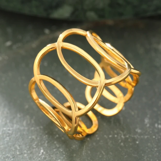 18 Karat gold-plated ring with circles