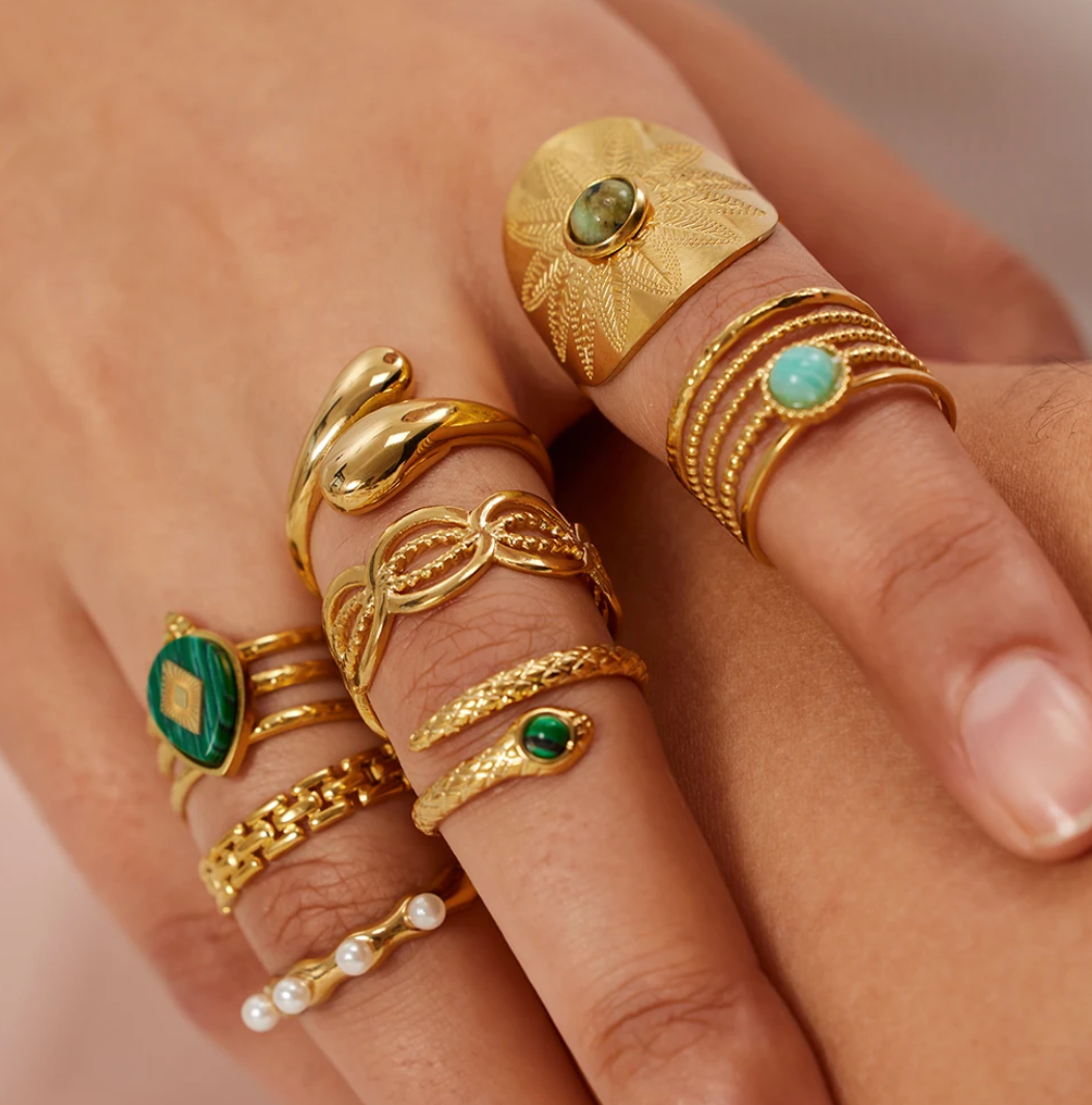 18 Karat Gold Plated Ring with Turquoise