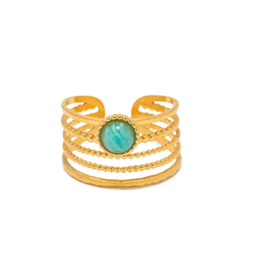 18 Karat Gold Plated Ring with Turquoise