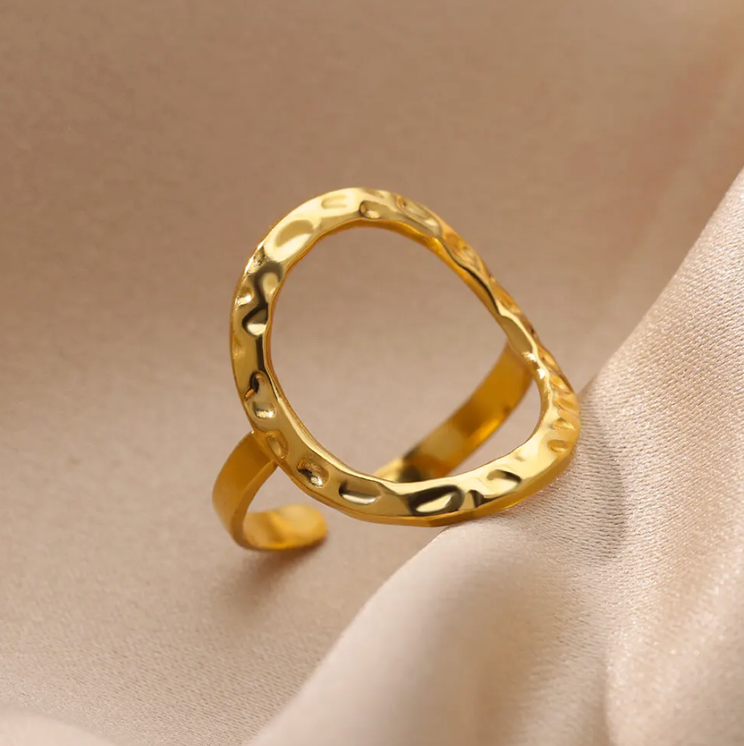 18 Karat Gold Plated Ring with Large Circle