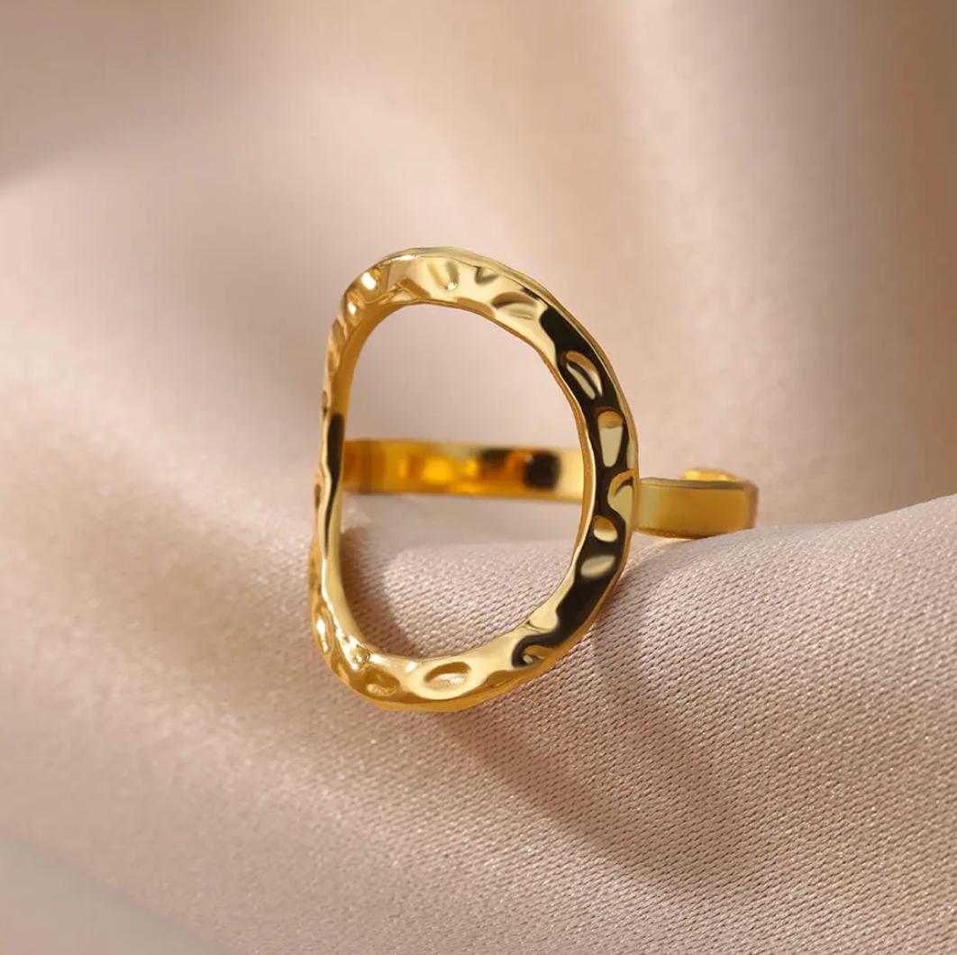18 Karat Gold Plated Ring with Large Circle