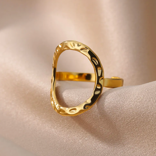 18 Karat Gold Plated Ring with Large Circle