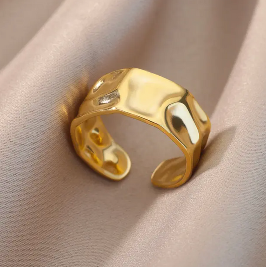 18 Karat gold-plated ring, modernist wide