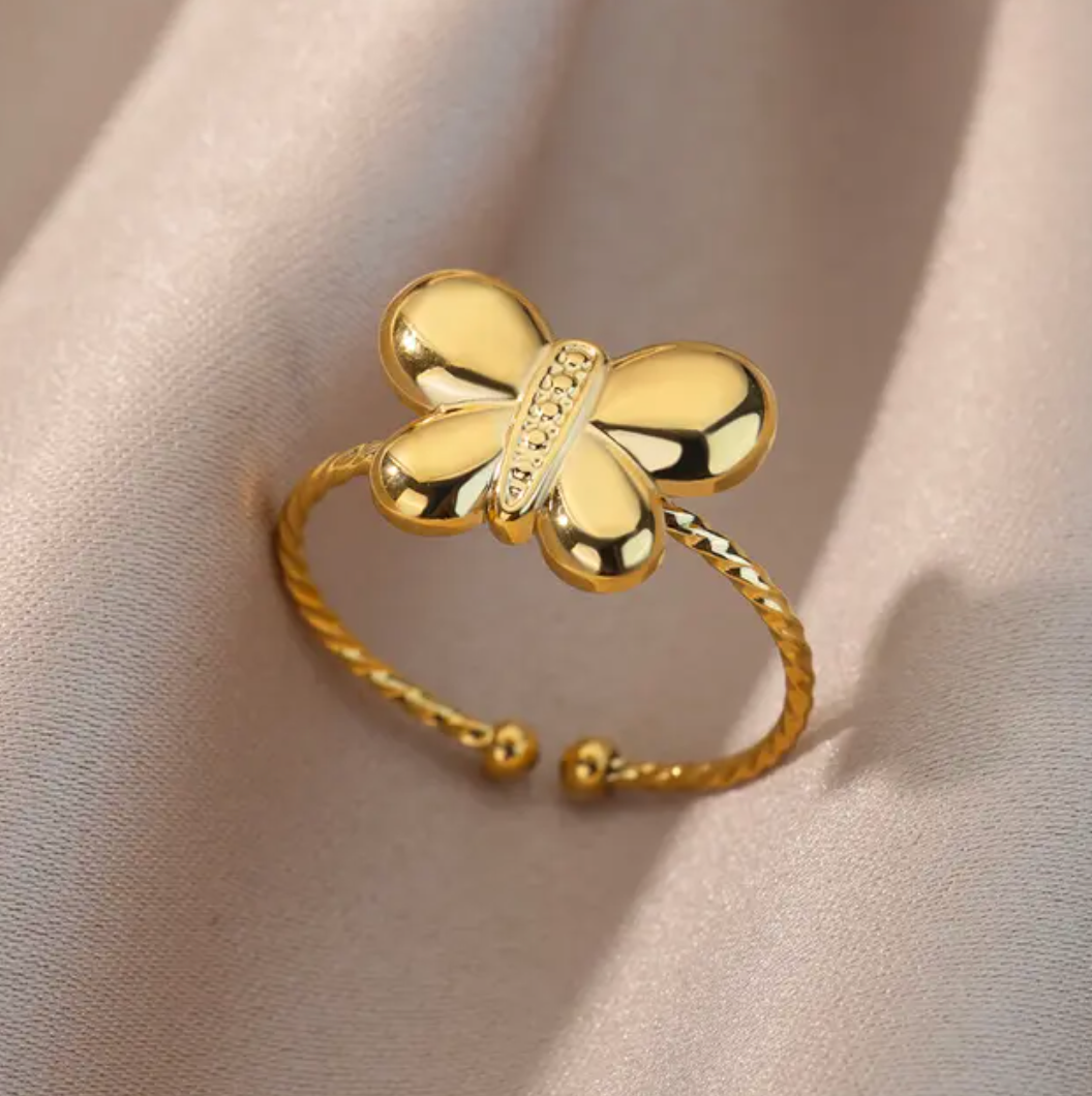 18 Karat Gold-Plated Butterfly Ring