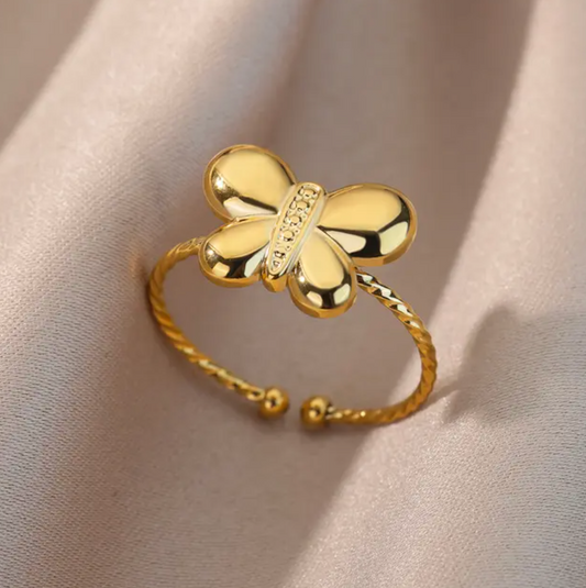 18 Karat Gold-Plated Butterfly Ring