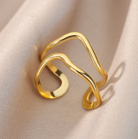 18 Karat gold-plated ring with sound waves