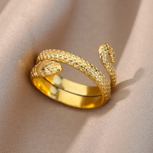 18 Karat Gold Plated Snake Ring