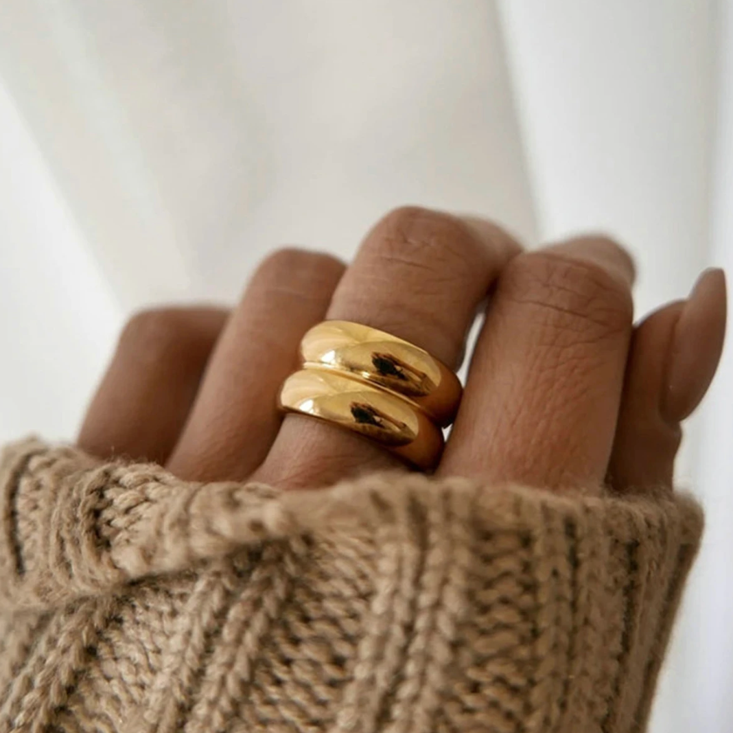 18 Karat Gold Plated Double Classic Ring