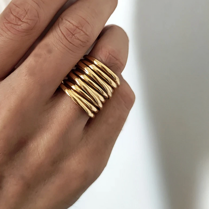 18 Karat gold-plated ring with Roman band